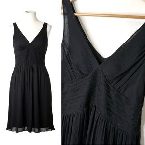 Vintage 2006 EXPRESS Silk Chiffon Party Dress 4 Beaded LBD Pleated Empire Waist